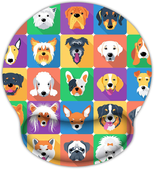 Britimes Ergonomic Mouse Pad with Wrist Support, Cute Dogs Non-Slip Rubber Base for Home Office & Gaming