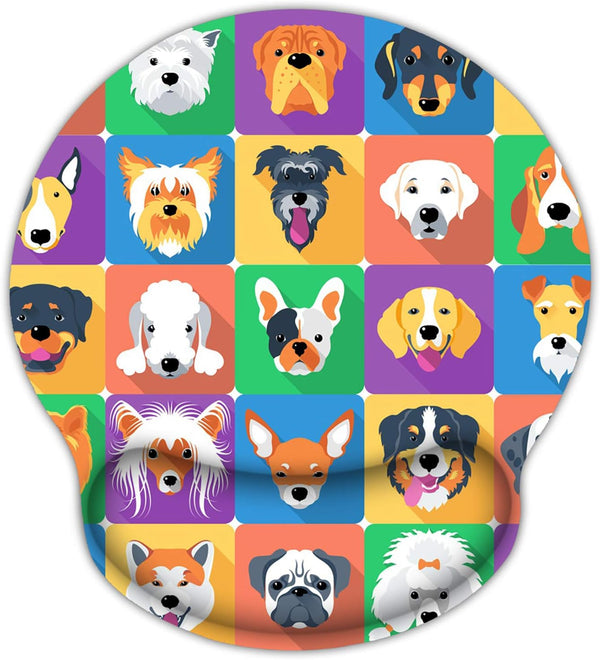 Britimes Ergonomic Mouse Pad with Wrist Support, Cute Dogs Non-Slip Rubber Base for Home Office & Gaming