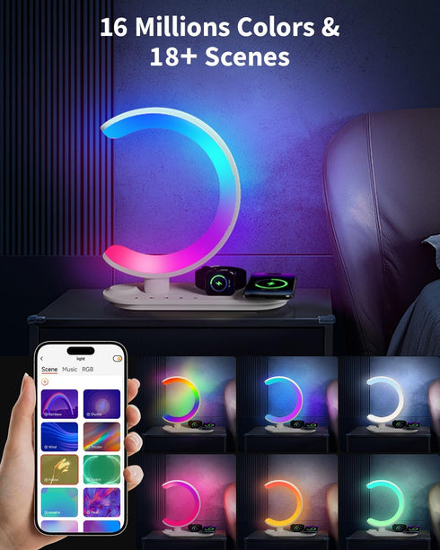KEIWRLIGHT 4 1 24 16M+ in Bluetooth Speaker Night Light with Wireless Charger, Atmosphere Lamp with Soothing Sounds