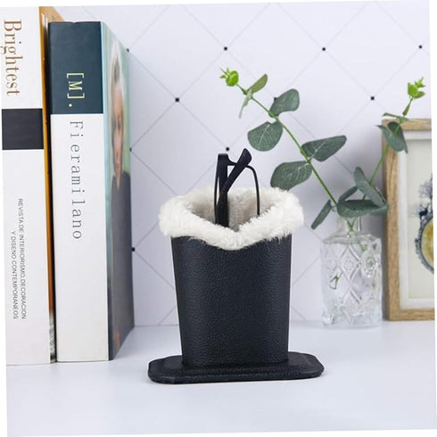 HDBHSBE 2 Packs Eyeglass Holder Eyeglass Holder Stand PU Leather with Soft Plush Lining, Black Glasses for Nightstand