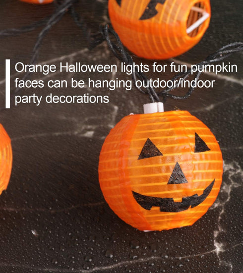 10 9.83FT TIGOMOOV Halloween Lantern String Lights, Jack O Lanterns Pumpkin String Lights Plug in, Orange Lights String