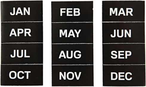 MasterVision Interchangeable Magnetic Board Accessories - Months of Year, Black/White, 2" x 1", 12 Pieces