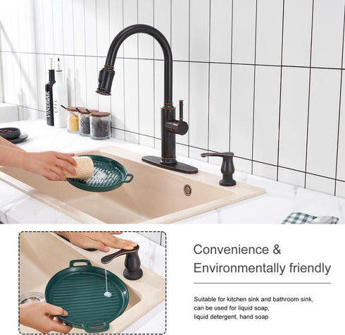 40" GAGALIFE Kitchen Sink Soap Dispenser Oil Rubbed Bronze, Under Sink Soap Dispenser with Silicone Extension Tube