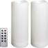 2 Pack Outdoor Flameless Pillar Candles with Remote and Timer Waterproof Battery