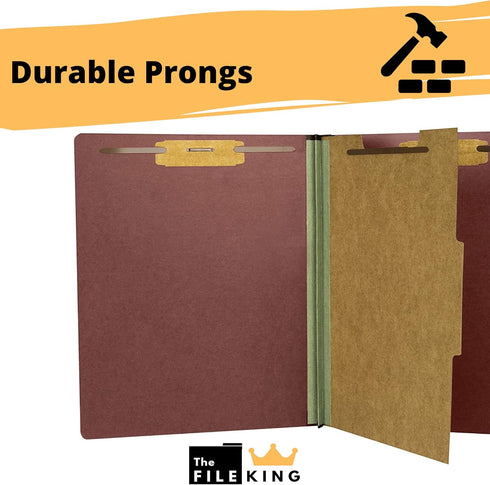 The File King Brick Red Pressboard Classification File Folder, Letter Size, Box of 10, 2” Expansion, USA Made