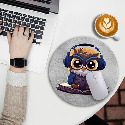 Cute Owl Mouse Pad, Funny Small Mouse Pads for Desk, Round Mousepad for Wireless Mouse Gaming Work Laptop, Mini Travel Computer Mouse Mat, Home Decor Office Desk Accessories Office Supplies by Immaturus