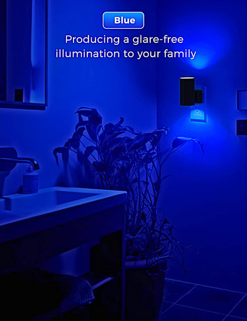 Dimmable 2 Pack L LOHAS LED Blue Night Light, Night Lights Plug into Wall, Nightlight, Light Sensor, Calm Blue
