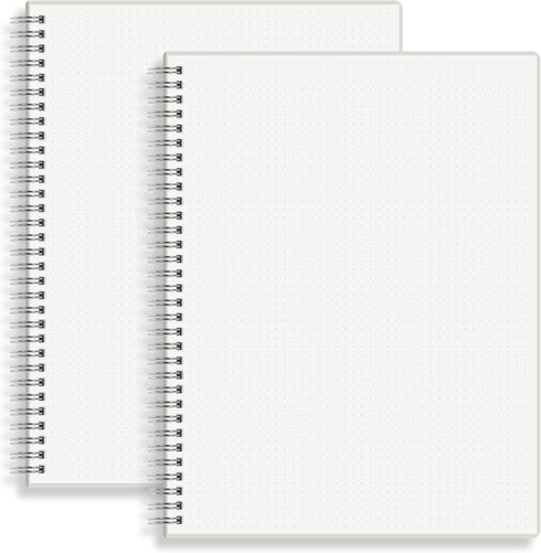 HULYTRAAT Large Dot Grid Spiral Notebook, 8.5" x 11", 128 Dotted Pages, Premium 100gsm Ivory White Paper, Sturdy Cover