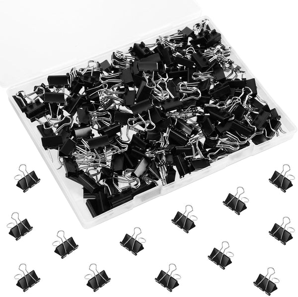 SANNIX 150 PCS Mini Binder Clips, 5/8 inch 15mm Black Paper Clamps