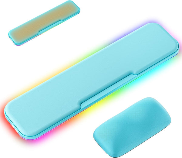 KONDOUND 2-in-1 Heated Wrist Rest Set, Ergonomic Memory Wrist Pad with RGB Lights