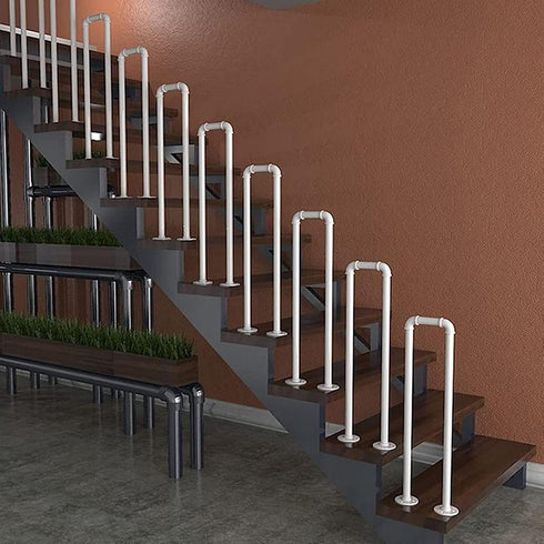 PAUANI Railing(White,35cm) Stair Railing - U-Shaped Wrought Iron Stair Handrails, Elderly Children's Guardrail