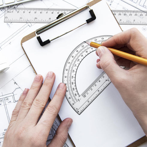 Tdfronien 2 Packs 12 Inch 6 Inch Set Set Set Plastic Ruler and Plastic Protractor Clear Math Geometry Classroom Angle