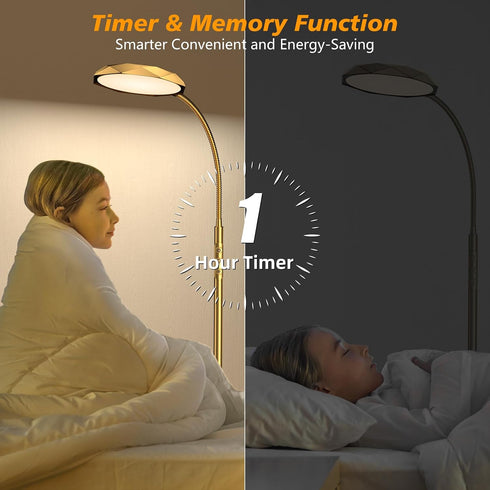 18W Dimmer PACOVY Floor Lamp, Bright LED Floor Lamps for Living Room, Stepless Adjustable Colors & Standing Lamp