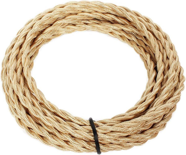 25ft Fabric Cloth Covered Lamp Twisted Wire,PRUNLLA Vintage 18/2 Industrial Electrical Cord,18-Gauge