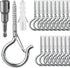 FSAH 36 PCS Q-Hanger Hooks, Screw Hooks for Outdoor String Lights, Safety Buckle