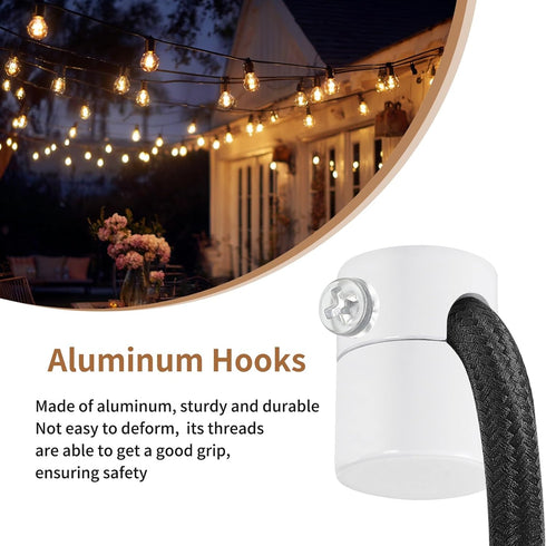 0.46 (6 Pack) Upgrade Big Hole Ceiling Hooks for Hanging LightsAluminum Ceiling Hook for Light Fixture, White