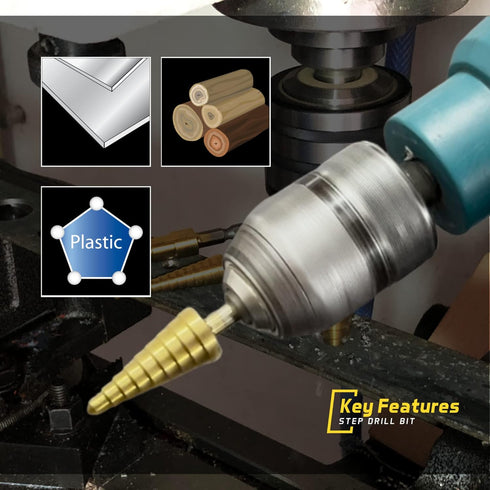 Step Drill Bit for Metal, CORTOOL Titanium High Speed Steel Set, 23 Sizes from 1/4" to 1-3/8"