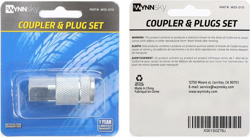 WYNNsky Automotive Air Coupler Set, 1/4 Inch Body Size, Steel Air Compressor Hose Fittings