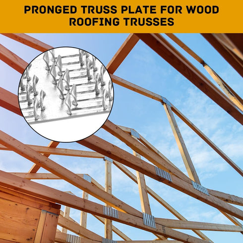 Pronged Truss Plate Flat Mending Plates Repair Tie Bracket Galvanized Steel 1 mm Thick for Roofing Trusses Wood