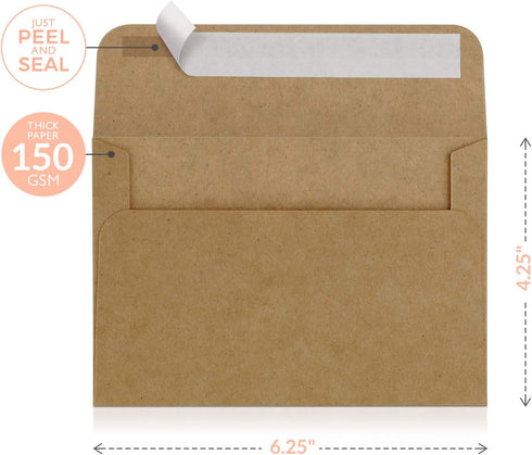 Sweetzer & Orange, A4 Brown Envelopes Self Seal. 100x Envelope and Box. Mailing Envelopes 4x6 (4.25 x 6.25 in.) Kraft 150gsm Self Sealing Envelopes, Blank 4x6 Envelopes for Invitations and Wedding by Sweetzer & Orange