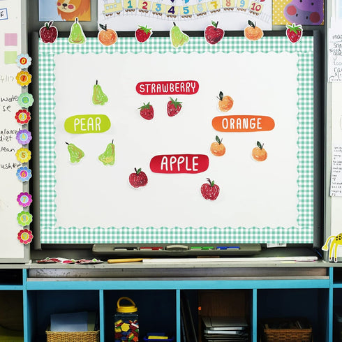 Whaline 164ft Buffalo Plaid Bulletin Board Borders, 5 Rolls Spring Easter Die-Cut Trim for Classroom