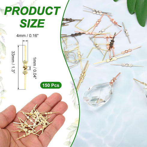 150Pcs 33mm/1.3" uxcell Chandelier Connector Clip, Copper Crystal Chandelier Pin, Lamp Connectors Clips Replacement