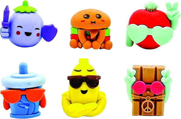 Raymond Geddes 3D Snack Attack Eraser Toppers - 48 Colorful Small Pencil Toppers for Kids