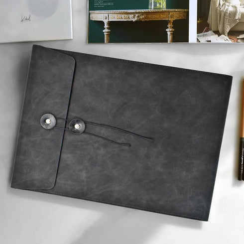 VANRA Vertical PU Leather Envelope File Folders, Expanding Document Holder for A4 Letter Size Paper, Black