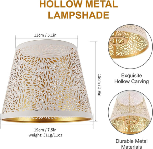 Generic E27 E26, Metal Lamp Shade for Flower Shadow Lampshade, Hollow Out Design Vintage Lamp Shades for Table Lamps