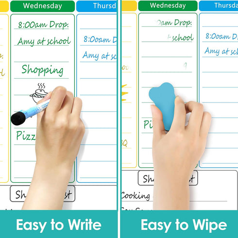 MaxGear 17" x 12" Magnetic Fridge Calendar, Monthly Dry Erase Whiteboard & Weekly Board with 7 Markers