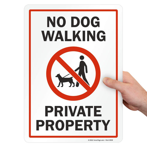 SmartSign "No Dog Walking - Private Property" Label | 10" x 14" Laminated Vinyl