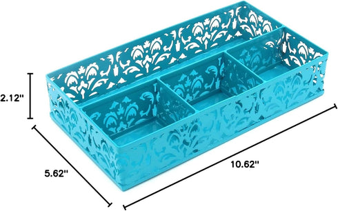 EasyPAG Desk Drawer Organizer, 3 Small Bins and 1 Long Bin, Dark Teal for Office Supplies