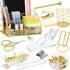 Gold Desk Organizers and Accessories, 13PS Set with Acrylic Stapler, Tape Dispenser, Pen Holder, Office Supplies