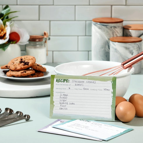 Juvale Double-Sided Recipe Cards, Watercolor Design, 60-Pack for Cooking Organization