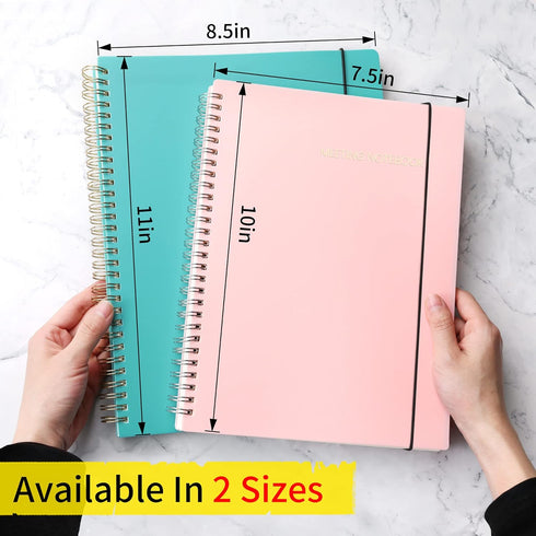 SUNEE A4 Size Meeting Notebook with Action Items - 160 Pages, Spiral Project Planner for Note Taking, Teal