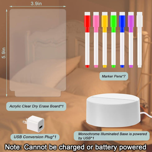VOCOOL Acrylic Dry Erase Board with Light Up Stand, 6×4inch Glowing Desktop Memo Board, LED Note Boards with 7 Markers