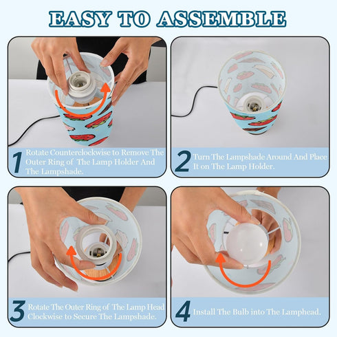 MOOCG 3 Dimmable Strawberry Ice Cream Touch Control Table Lamp with Fabric Shade, Color Temperatures LED Desk Lamp, Eye