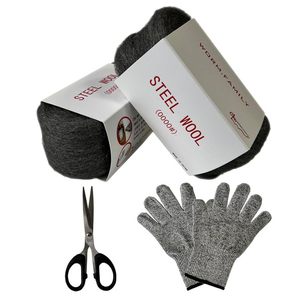 Steel Wool 2-Piece Set (3 inches x 10 feet), Block Holes, Clean Rust Prevention Tools, Polishing Kit Included