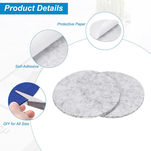 uxcell 8pcs 3 Inch Round Adhesive Backed Felt Non-Slip Furniture Pads for Household Applications, Light Grey