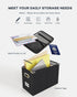 Oterri File Organizer Box with Lid, Hanging Document Organizer with Mesh Pocket for Letter Files, 2 PCS Black Storage