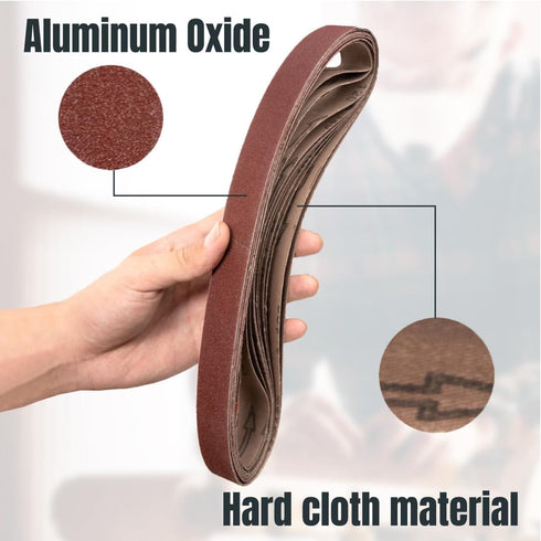 POWERTEC 18PK 1-1/2 x 30 Inch Sanding Belts - Aluminum Oxide Belt Sander Paper Assortment for Woodworking