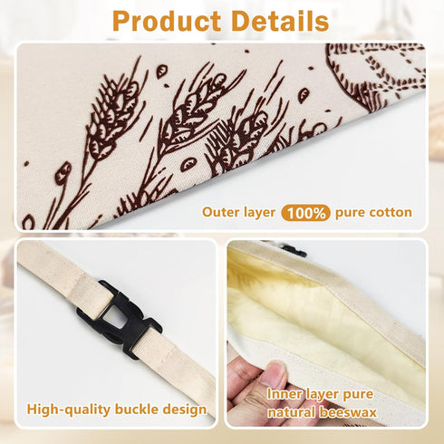 WERPEKA 2-Pack 13x17 Inch Beeswax Bread Bags for Homemade Bread, Reusable Sourdough Bread Storage Bags - Eco-Friendly