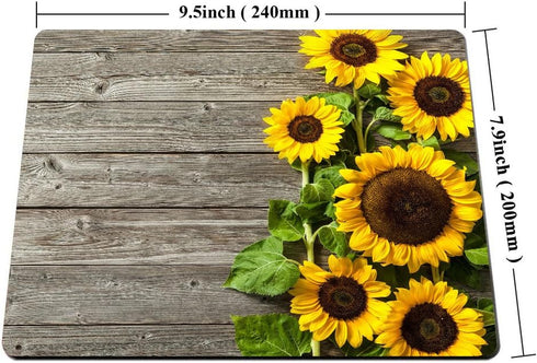 Smooffly Portable Mouse Pad Custom, Plants Theme Sunflower on Wooden Personality Designs Gaming Mouse Pad