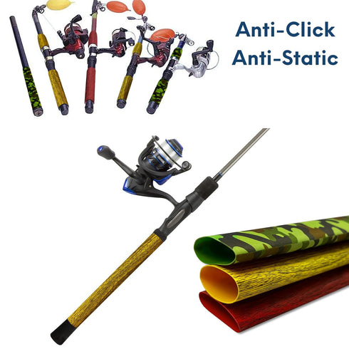 Accering Wood Grain Fishing Rod Grip Wrap, Heat Shrink Grip Tubing for Fishing Rod Handle
