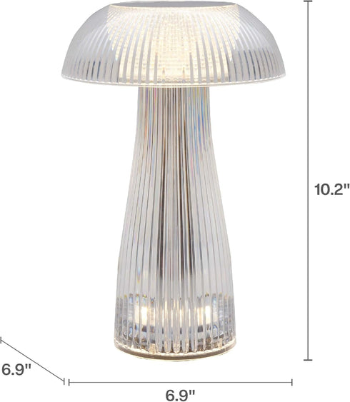 6.9x6.9x10.2 Inch Mikasa Clear Acrylic Mushroom LED Rechargeable Cordless Lamp