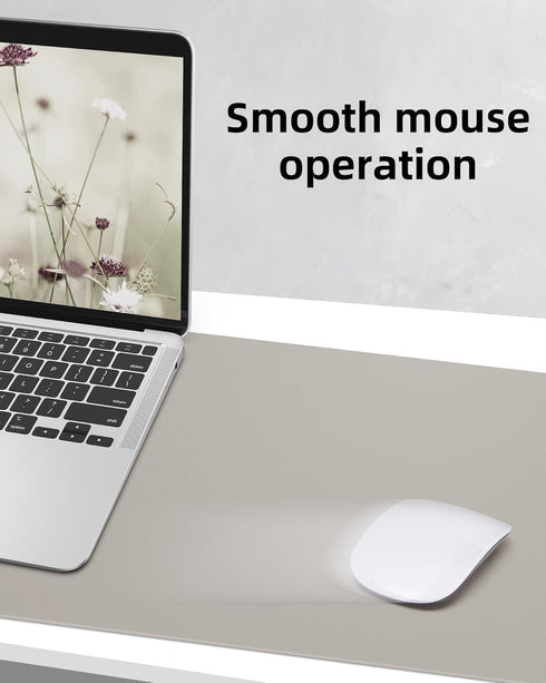 Leather Desk Pad Protector, Non-Slip PU Leather Desk Blotter, Large Waterproof Keyboard Mat for Office/Home (Light Grey)