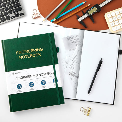 JUBTIC Engineering Notebook for Project Organization - Graph Paper Lab Notebook, Composition Notebook, 8.5" x 11", Dark