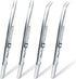 4 Pieces Precision Soldering Tweezer ESD Tool Set, Include Fine Point Tip and Locking Curved Tip