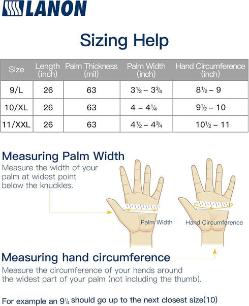 LANON 26" Elbow Length Heavy-Duty PVC Chemical Resistant Gloves, Large Rubber Protection