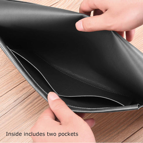 Enyuwlcm PU Leather A4 Document Holder Envelope Folder Case with Snap Closure for Receipt Contract, Black & Brown